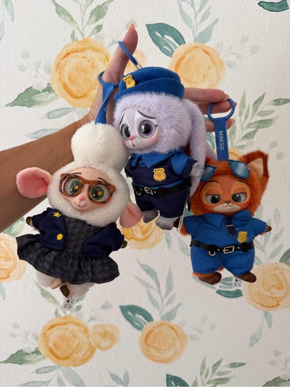 MINISO Zootopia-Inspired Plush Keychain Trio - Blue Police Uniforms